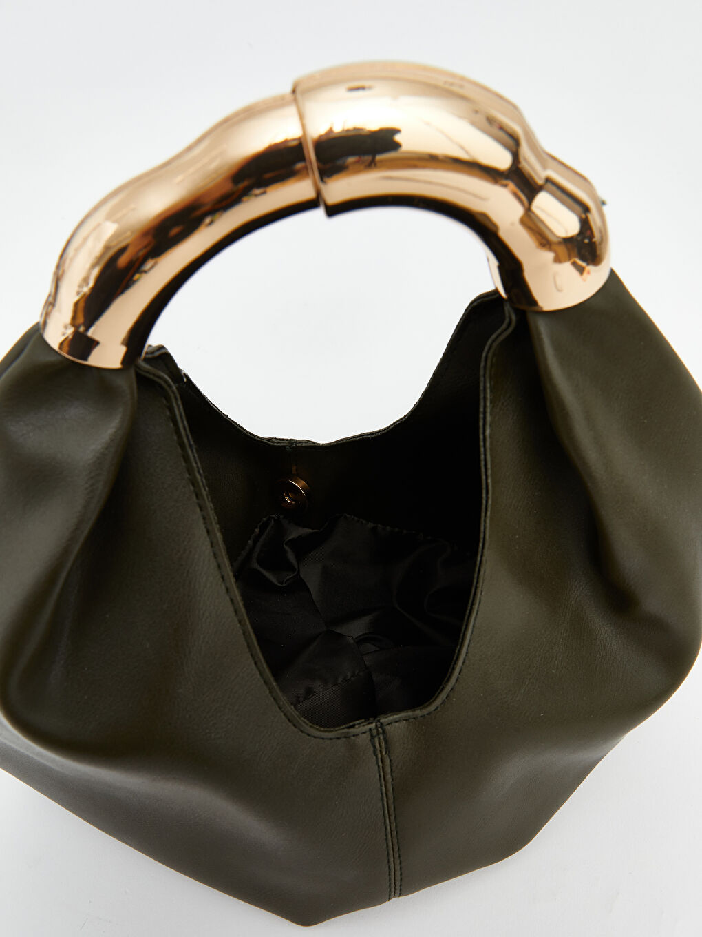 Haki Metal Sap Detaylı Kadın Omuz Çantası-2