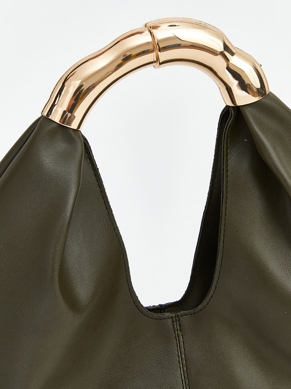 Haki Metal Sap Detaylı Kadın Omuz Çantası-3