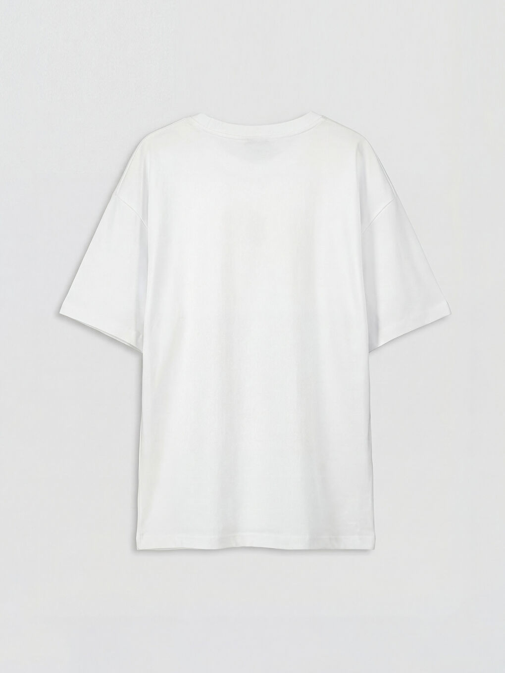 Beyaz Bisiklet Yaka Baskılı Kız Çocuk Tişört-1