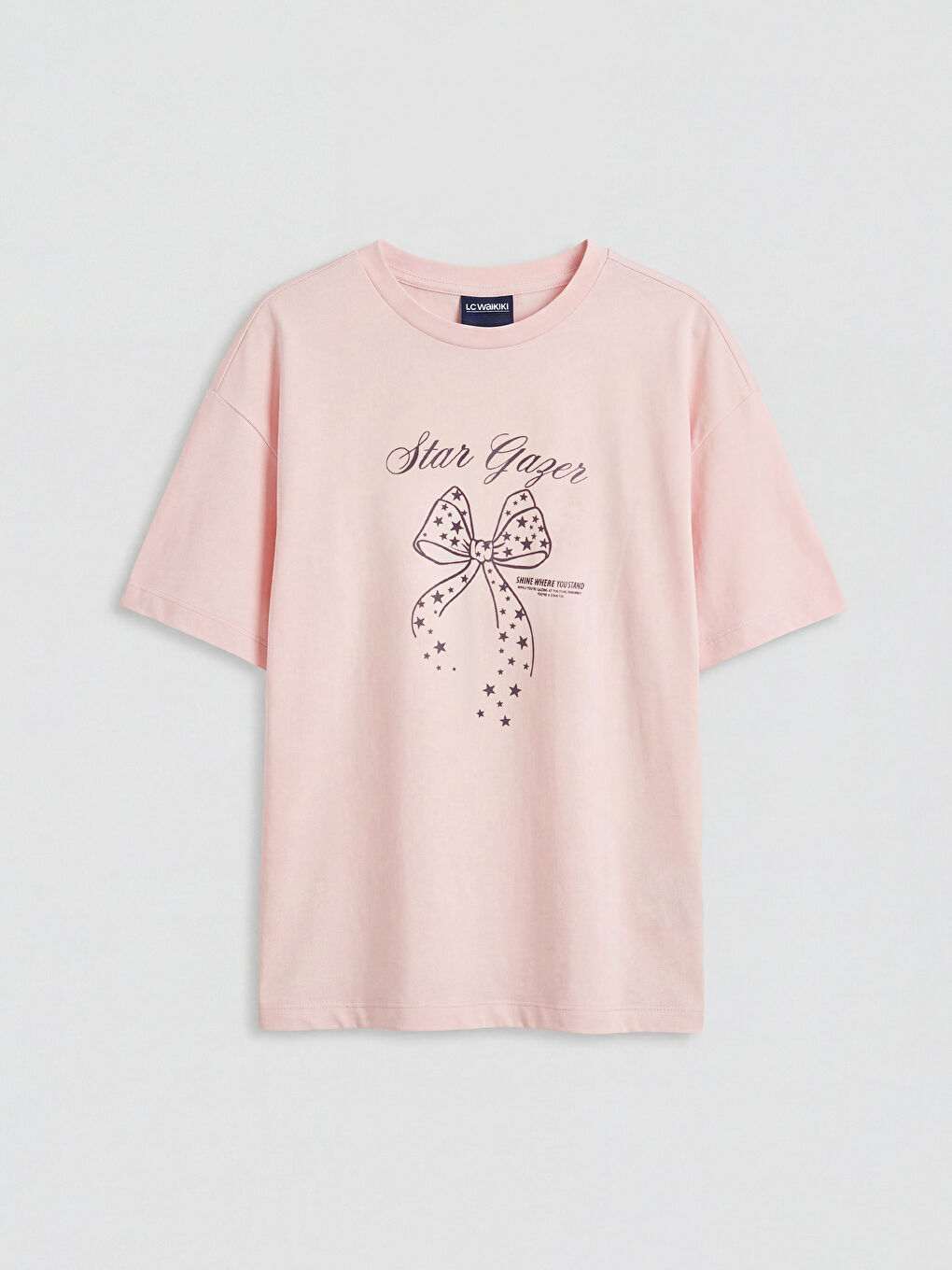 Pembe Bisiklet Yaka Baskılı Kız Çocuk Tişört