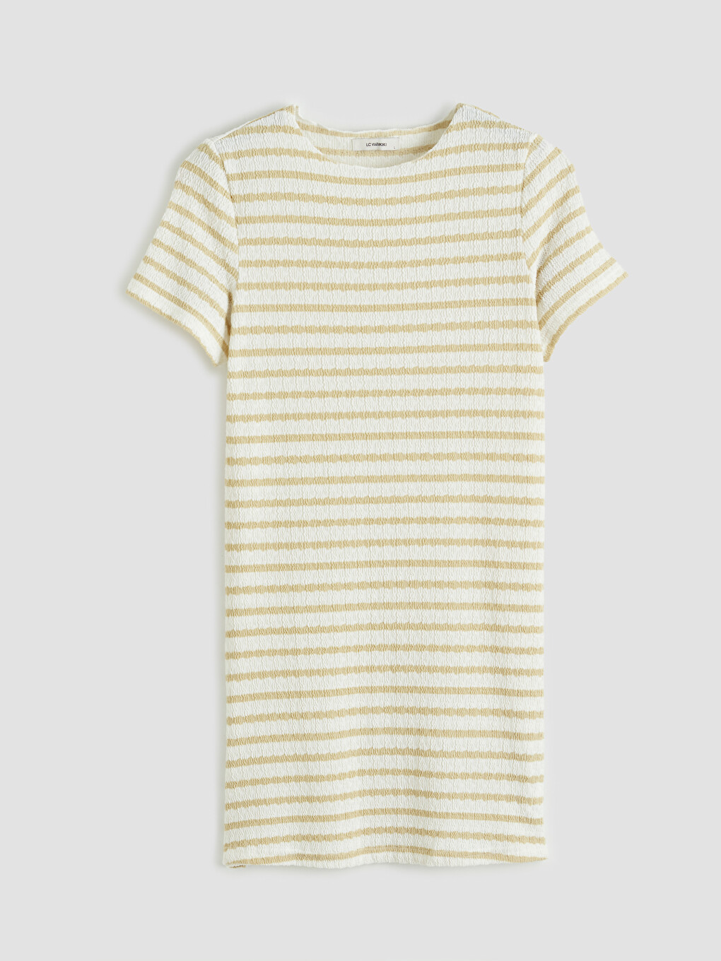 Crew Neck Striped Mini Dress-4