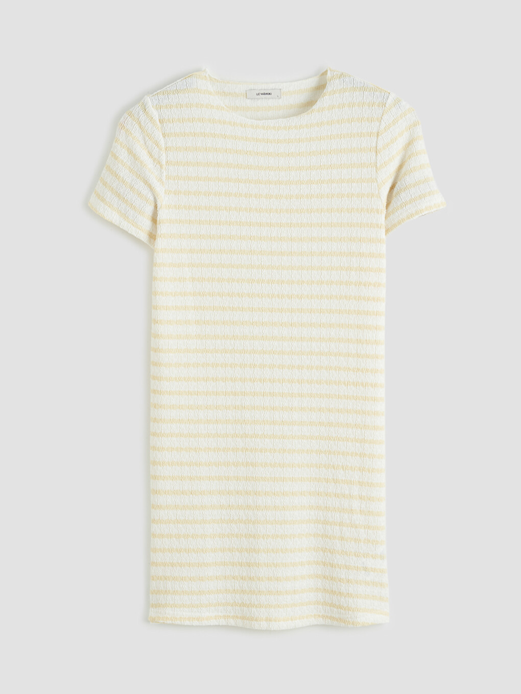 Crew Neck Striped Mini Dress-4