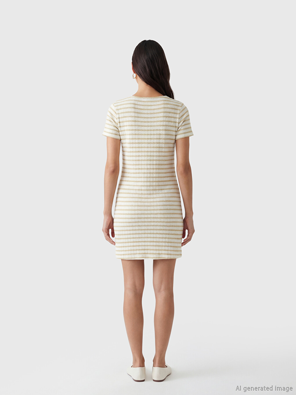 Crew Neck Striped Mini Dress-3
