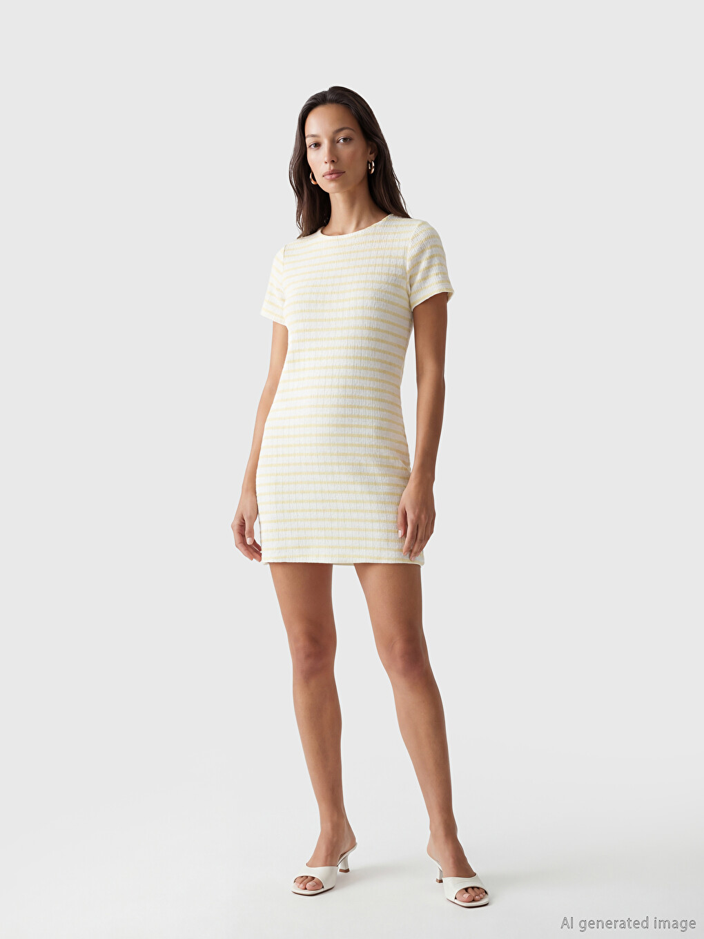 Crew Neck Striped Mini Dress-1