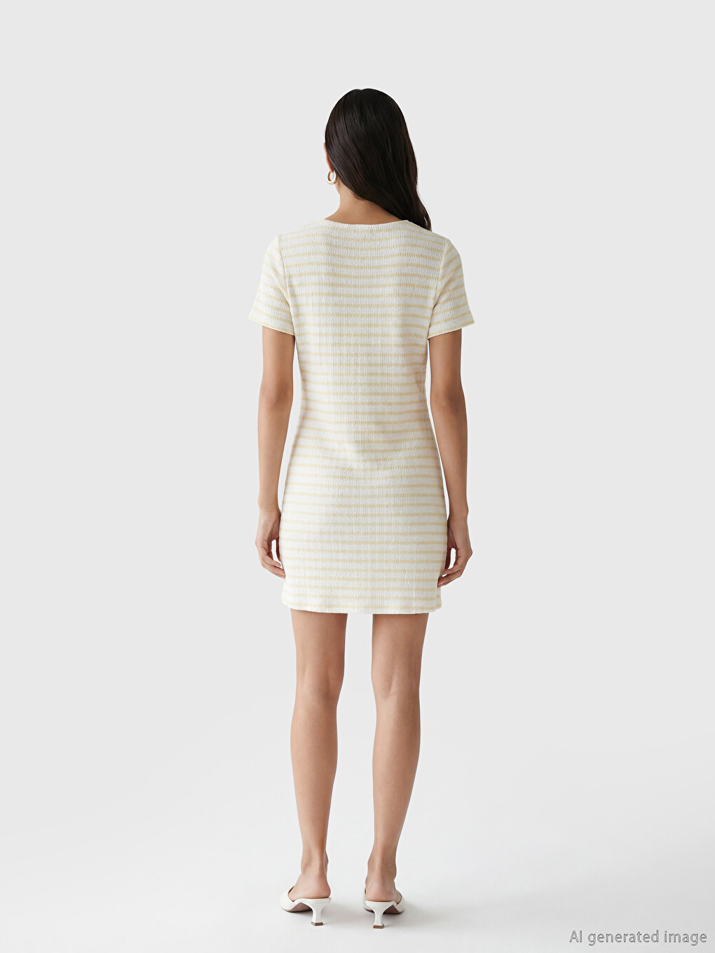 Crew Neck Striped Mini Dress-3