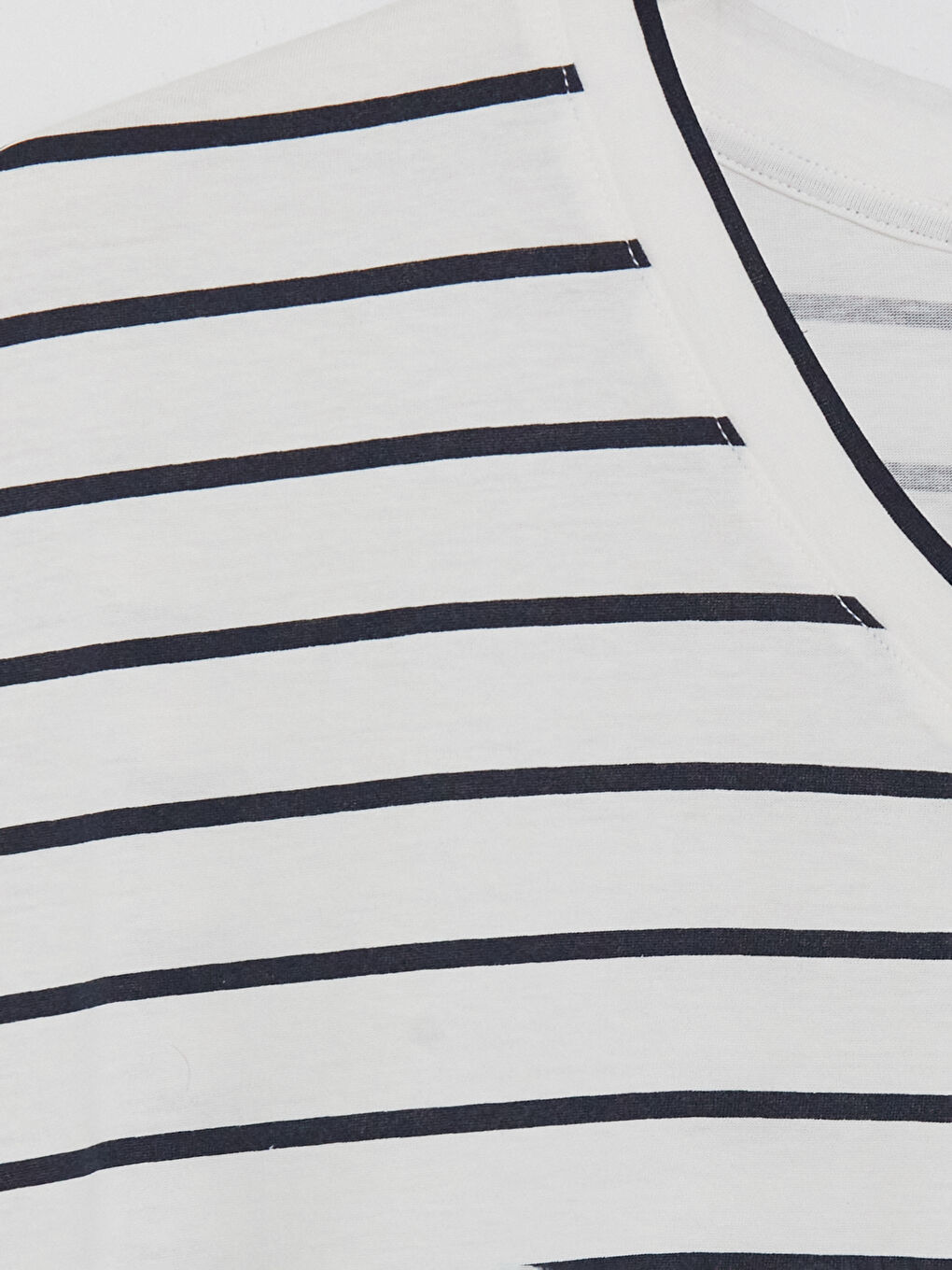 V Neck Striped Women's T-Shirt-6