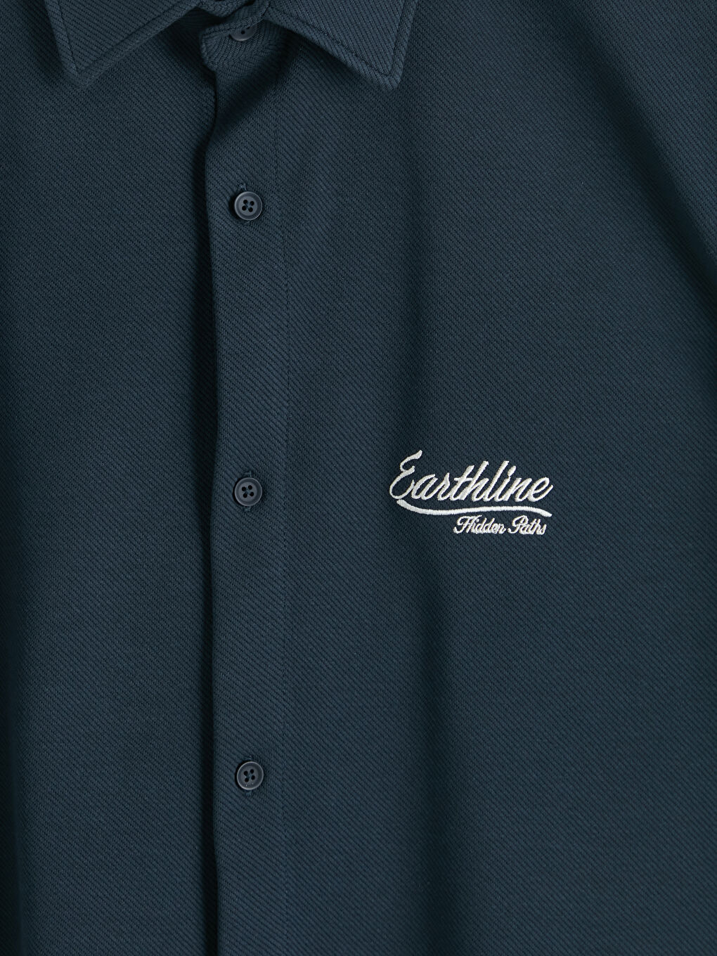 Lacivert Relax Fit Nakışlı Erkek Gömlek-2