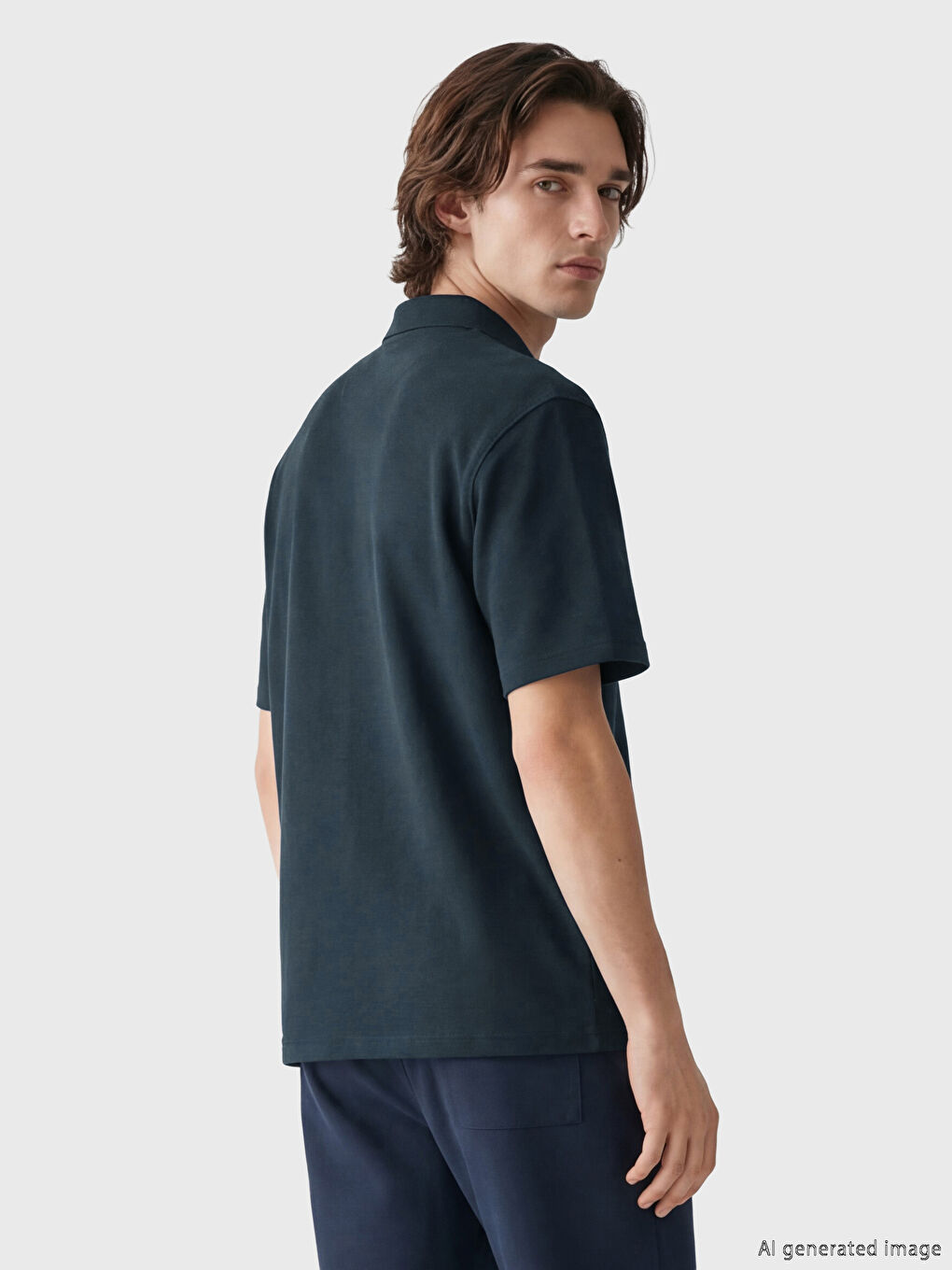 Lacivert Relax Fit Nakışlı Erkek Gömlek-2