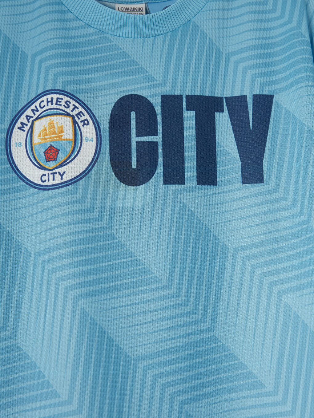 Mavi Bisiklet Yaka Manchester City Baskılı Erkek Çocuk Tişört-2