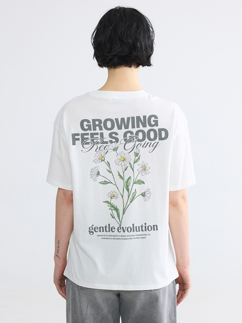 T-shirt imprimé à col rond pour femme-3