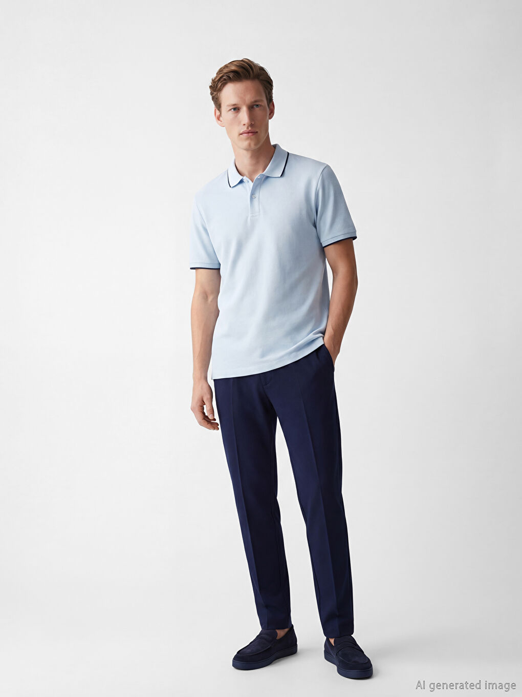 Mavi Standart Fit Polo Yaka Erkek Tişört-1