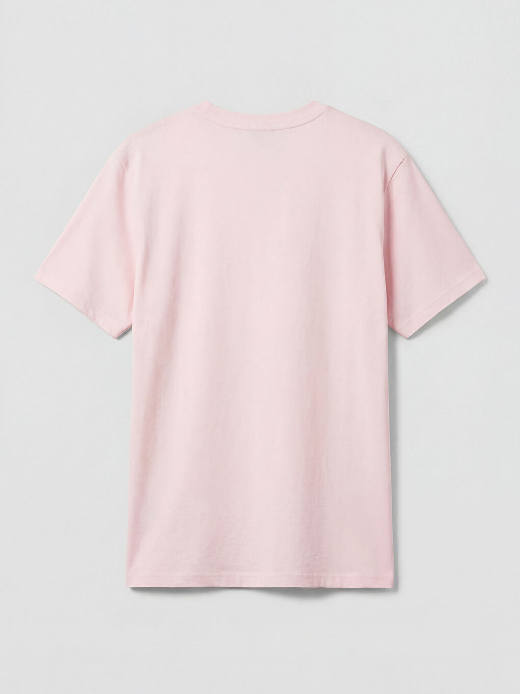 Pembe Bisiklet Yaka Çiçek Baskılı Kadın Tişört-5
