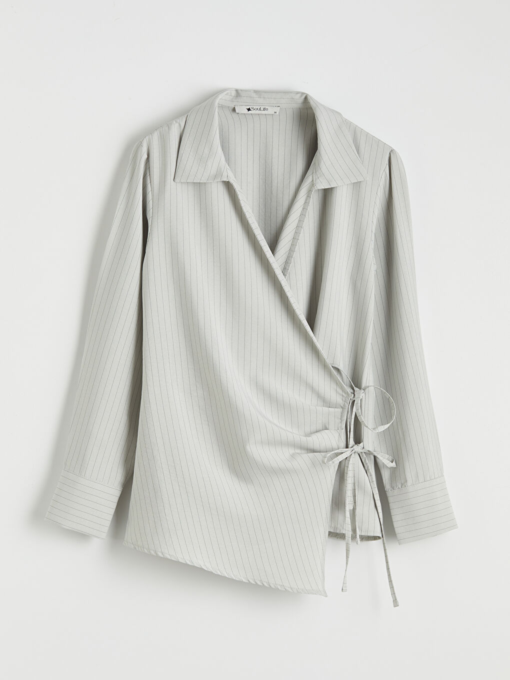 Yeşil Kruvaze Kesim Bağlama Detaylı Kadın Gömlek