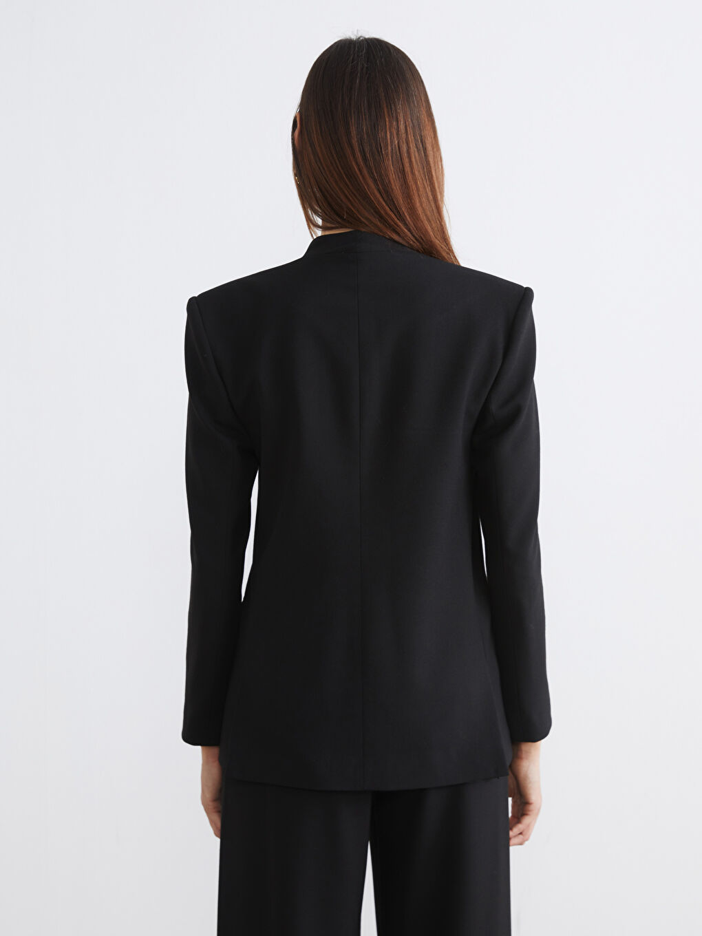 Siyah Kruvaze Yaka Kadın Blazer Ceket	-4