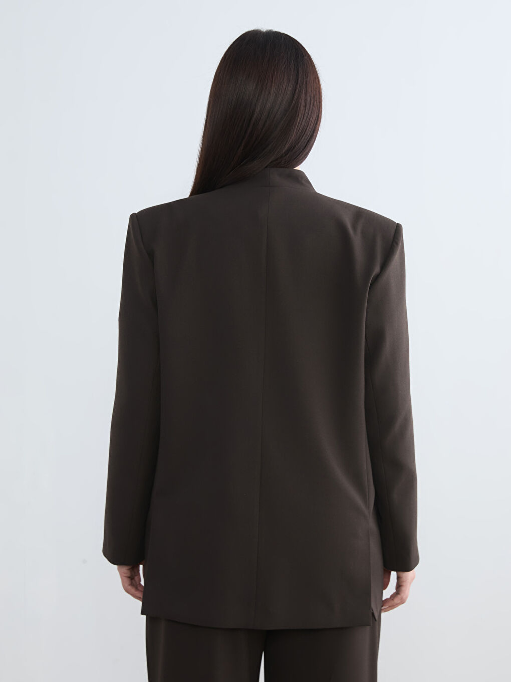 Kahverengi Kruvaze Yaka Kadın Blazer Ceket	-3