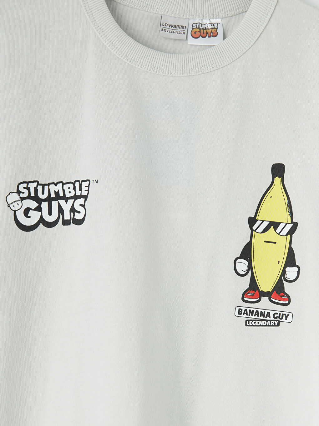 Gri Bisiklet Yaka Stumble Guys Baskılı Erkek Çocuk Tişört-2