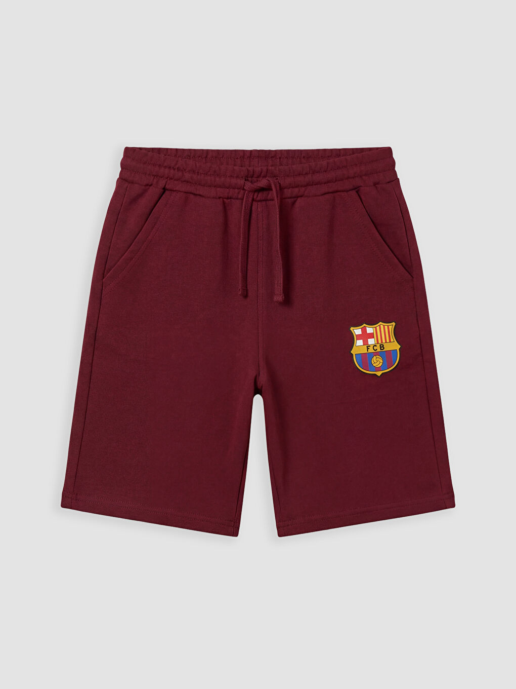 Bordo Barcelona Baskılı Erkek Çocuk Şortlu Takım-2