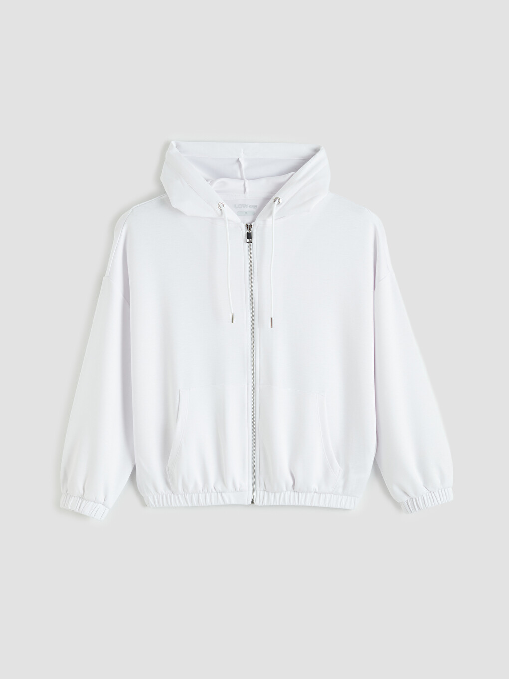 Woman White Zip-Up Sweatshirt-4