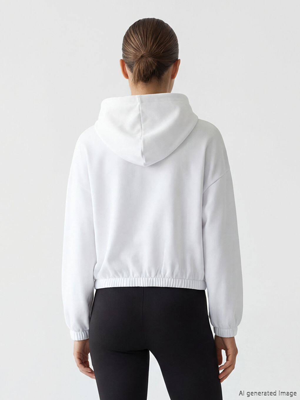 Woman White Zip-Up Sweatshirt-3