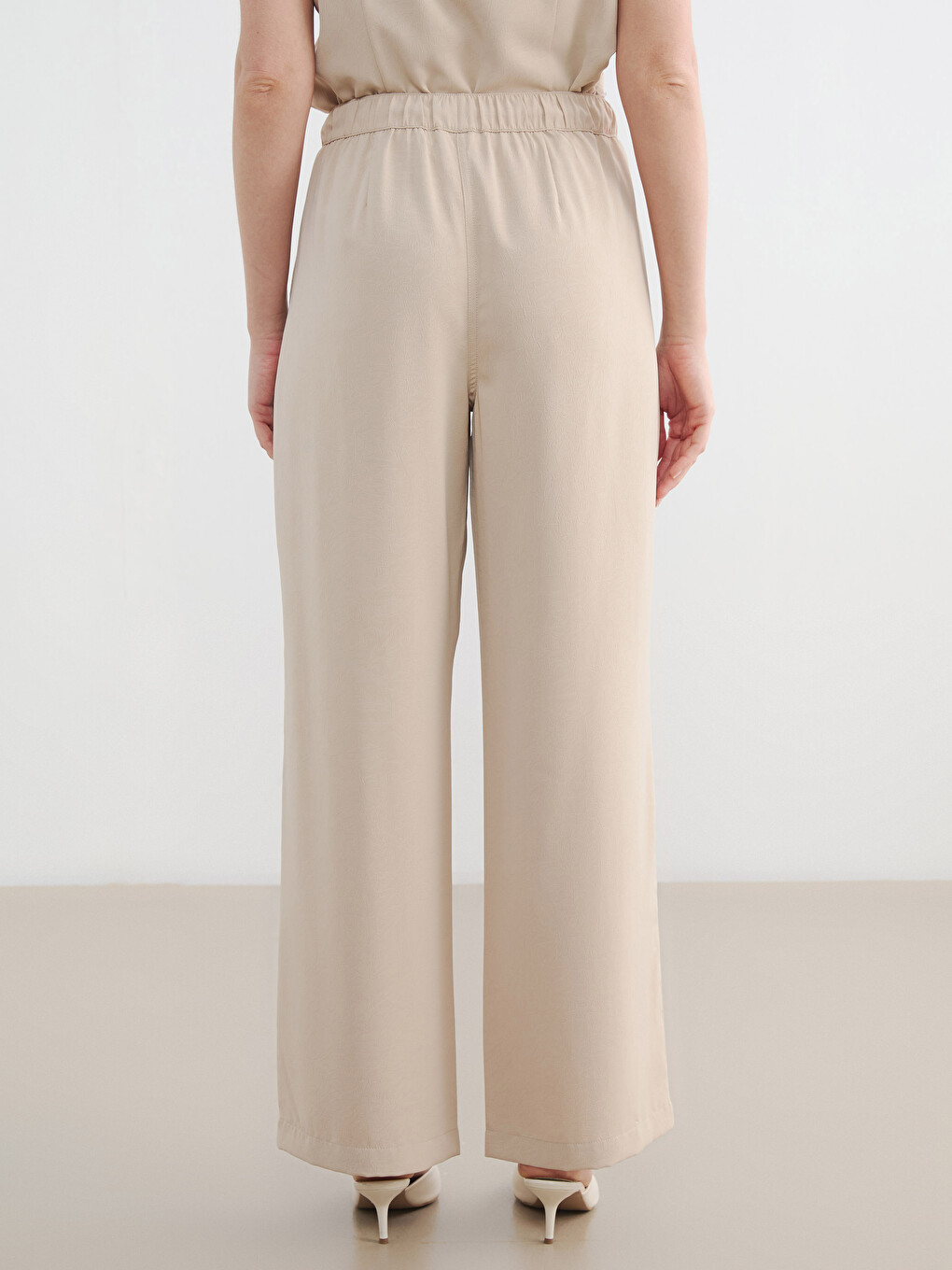 Elastic Waist Wide Leg Women's Trousers-6