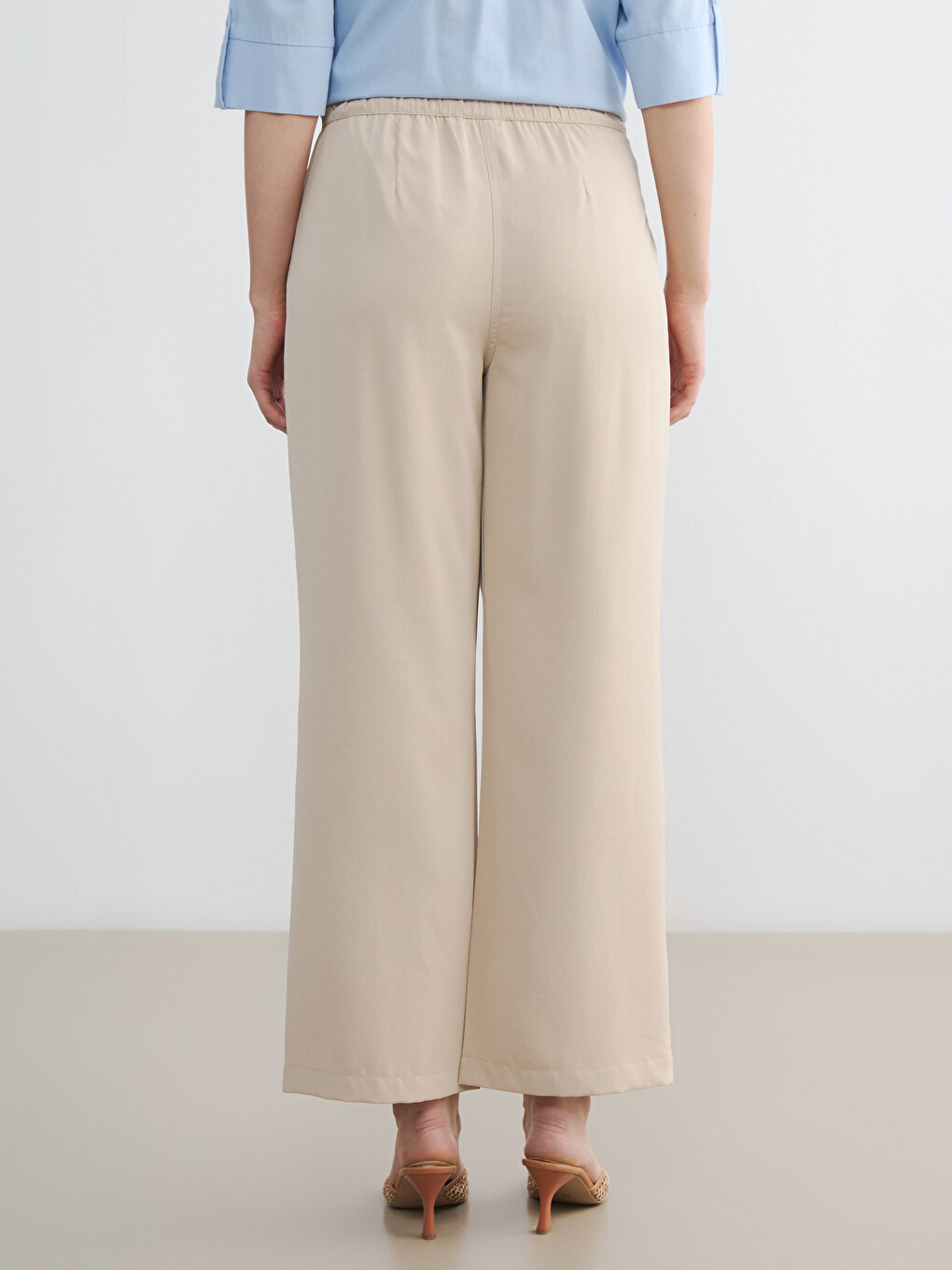Elastic Waist Wide Leg Women's Trousers-7