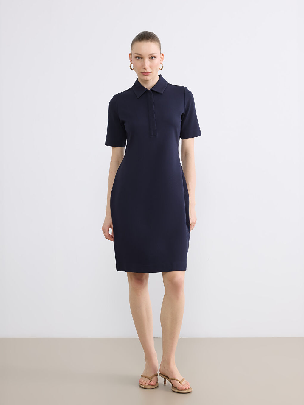Polo Collar Mini Dress