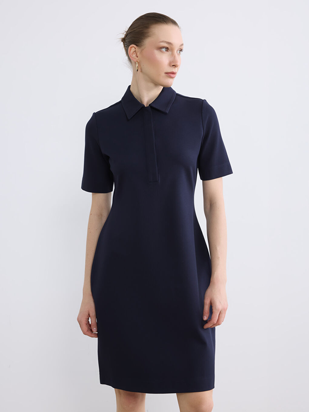 Polo Collar Mini Dress-1