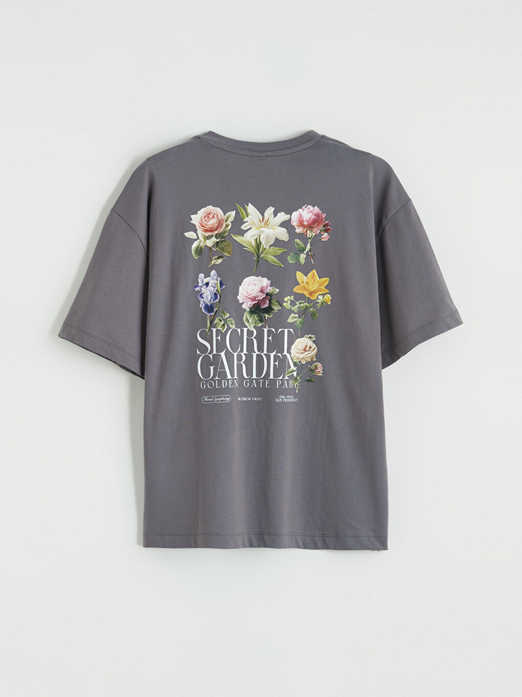 Gri Bisiklet Yaka San Francisco Baskılı Kız Çocuk Tişört-3