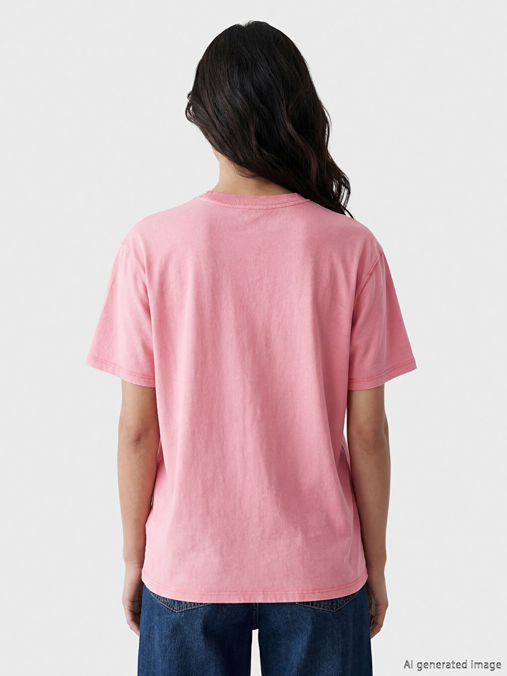 Pembe Malibu Baskılı Oversize Kadın Tişört-2