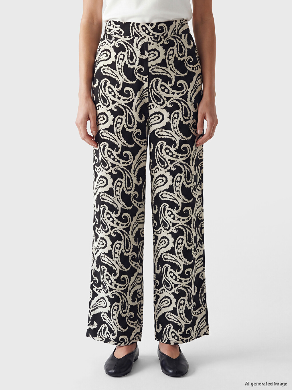 Pantalon Femme à Motifs à Taille Élastiquée-1