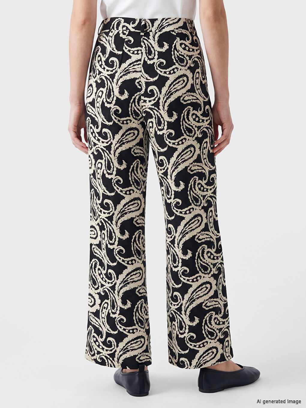 Pantalon Femme à Motifs à Taille Élastiquée-3