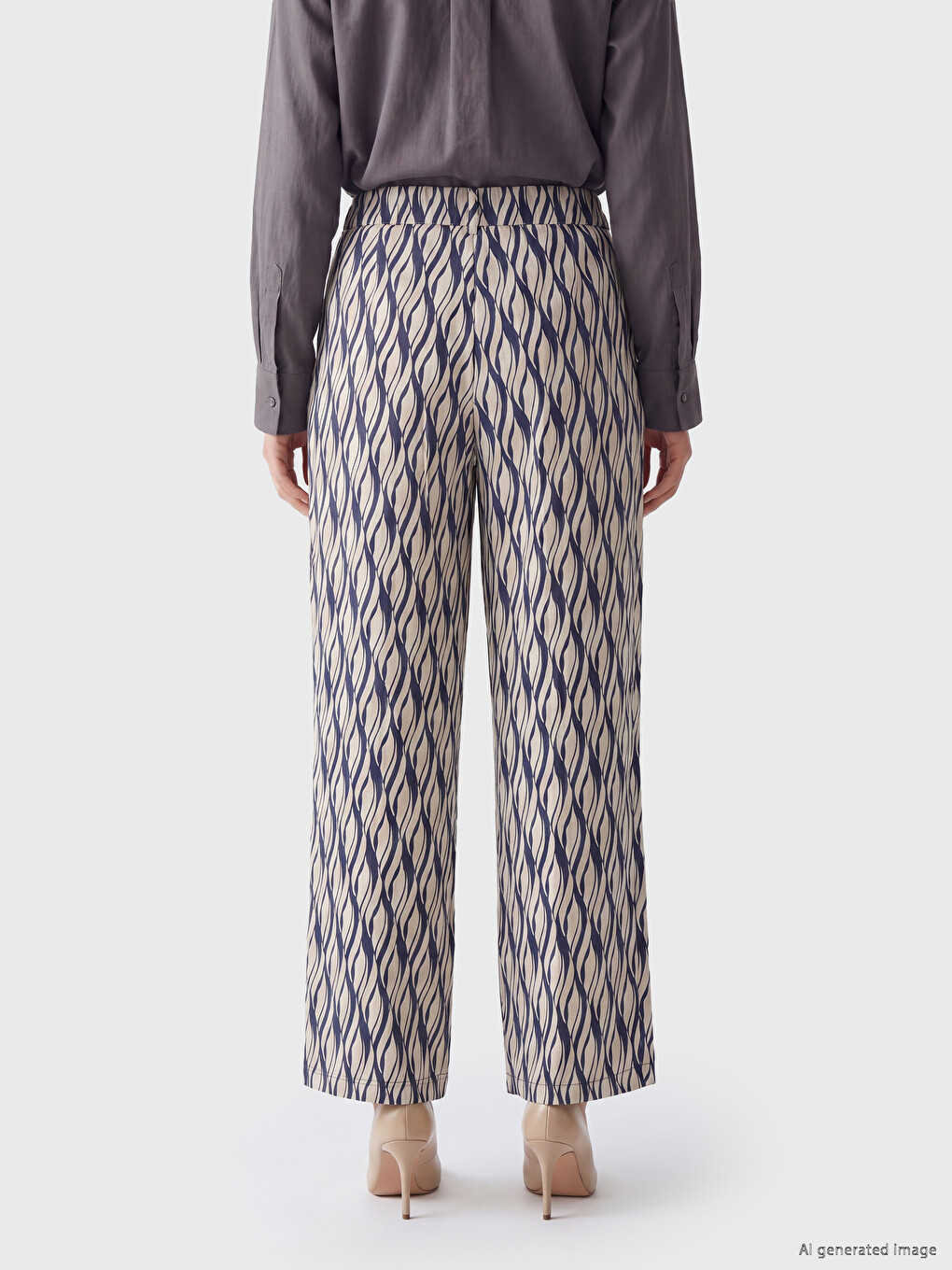 Pantalon Femme À Motifs À Taille Élastiquée-3