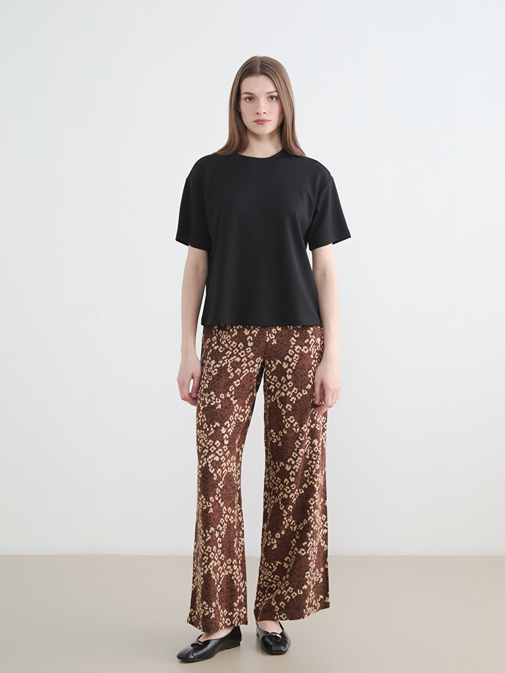 Elastic Waist Patterned Women's Trousers