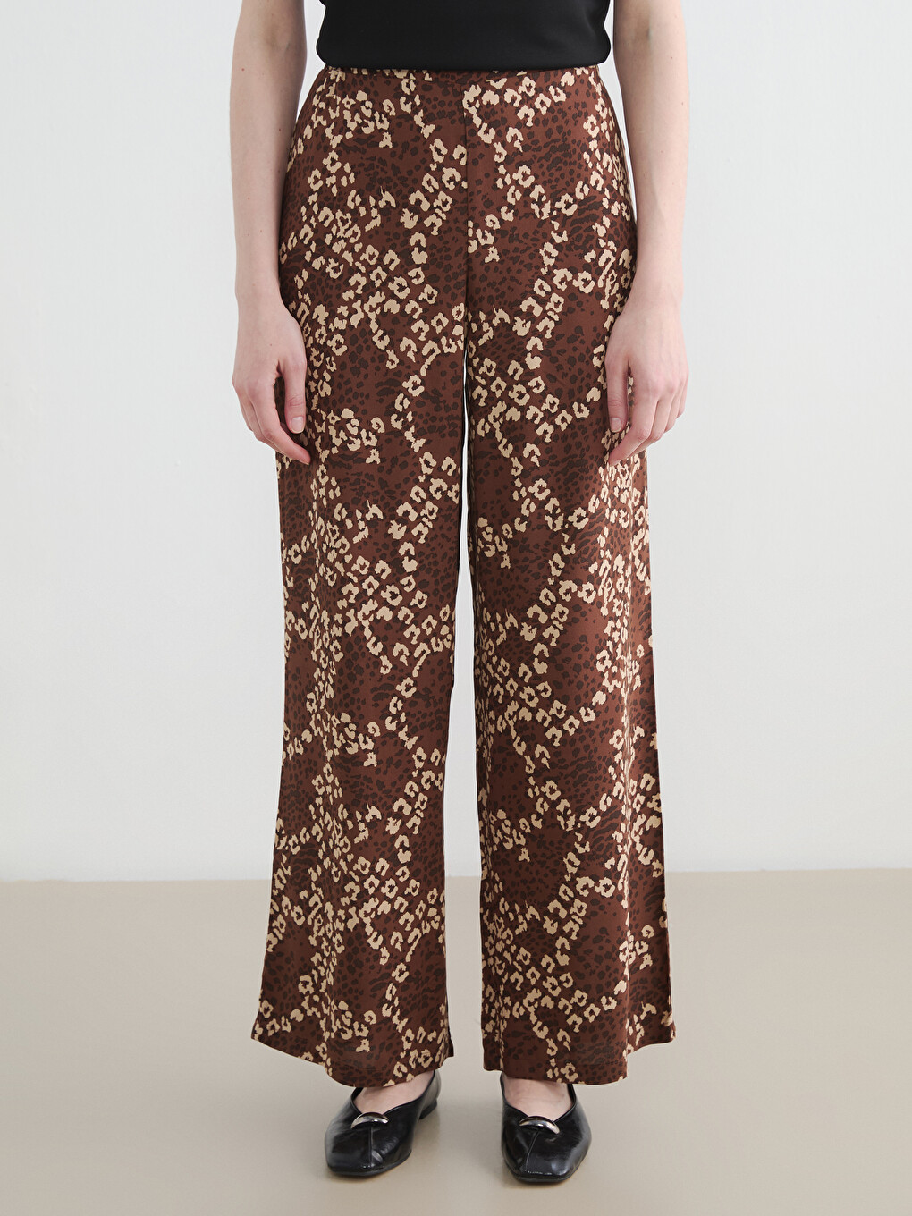 Elastic Waist Patterned Women's Trousers-1