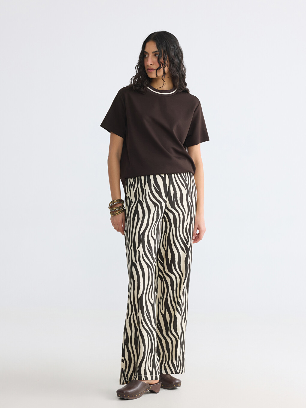 Pantalon Femme À Motifs À Taille Élastiquée
