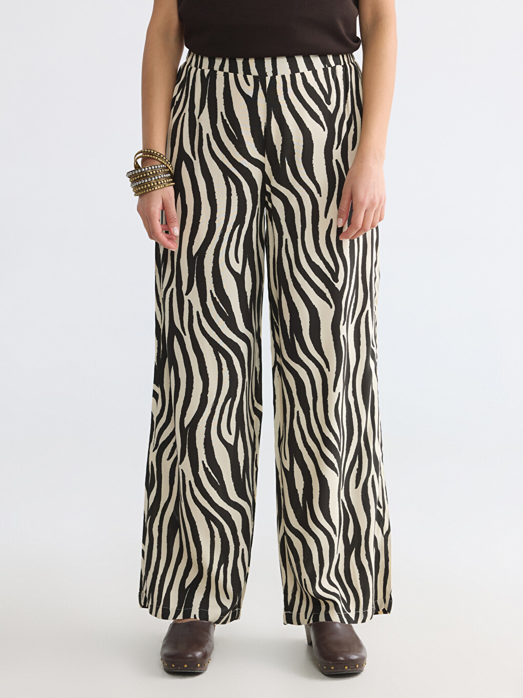 Pantalon Femme À Motifs À Taille Élastiquée-1