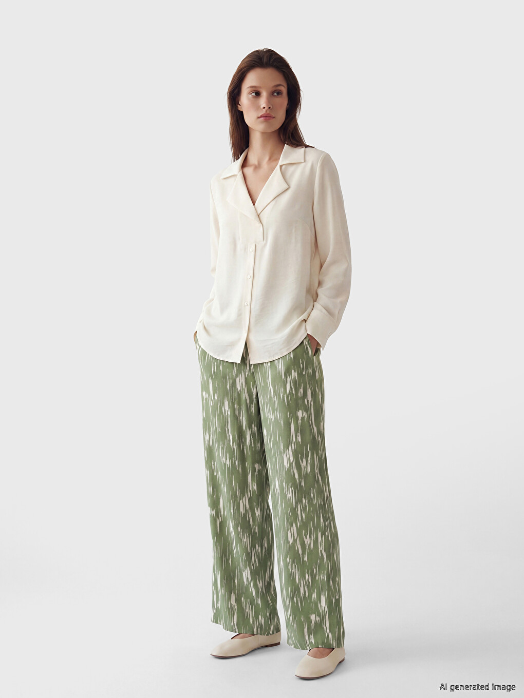 Elastic Waist Patterned Women's Trousers