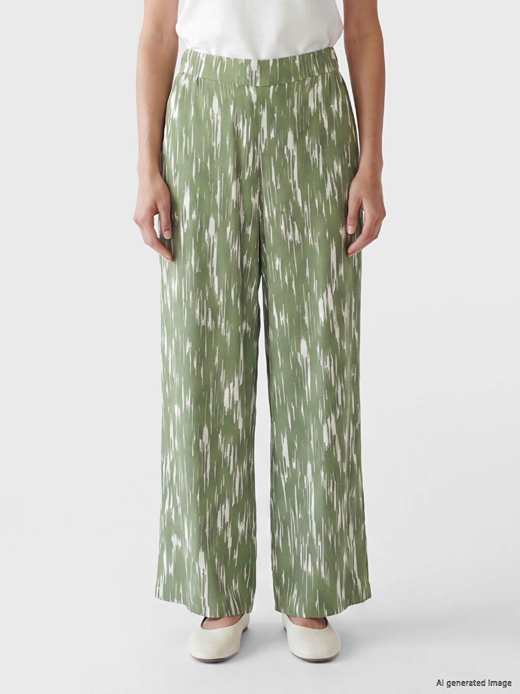 Elastic Waist Patterned Women's Trousers-1