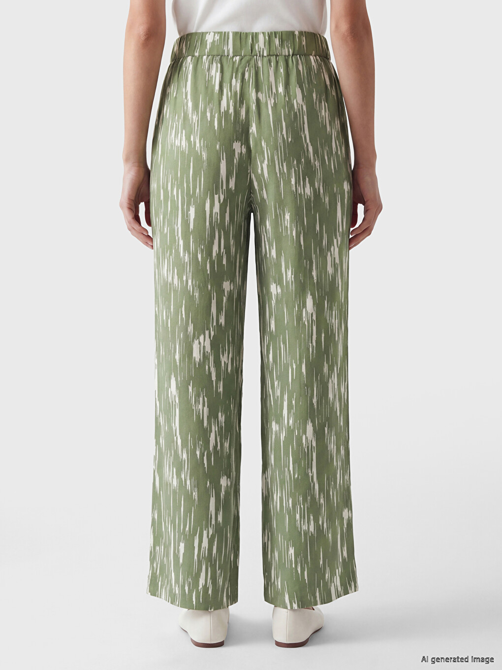 Elastic Waist Patterned Women's Trousers-3