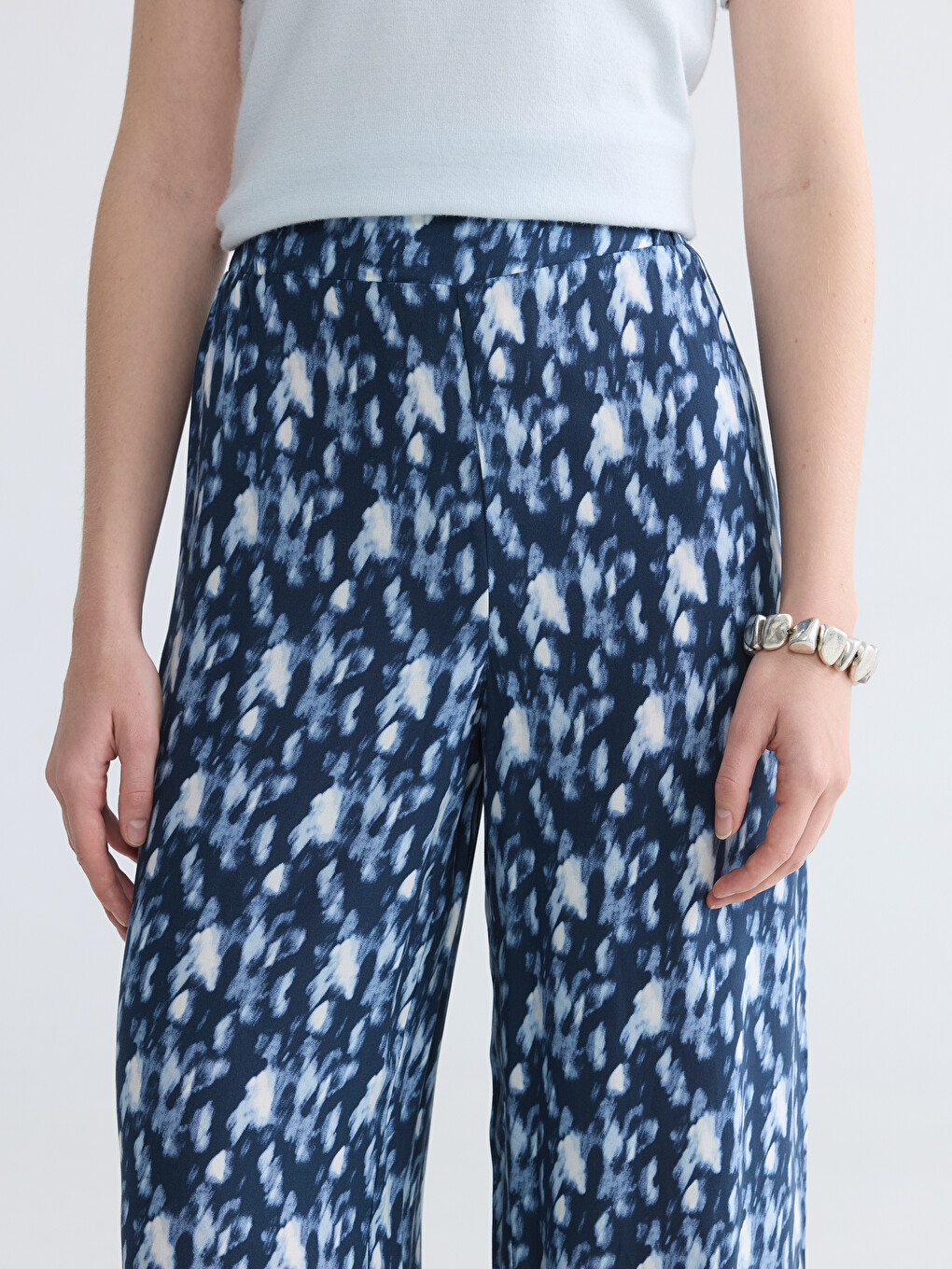 Elastic Waist Patterned Women's Trousers-2