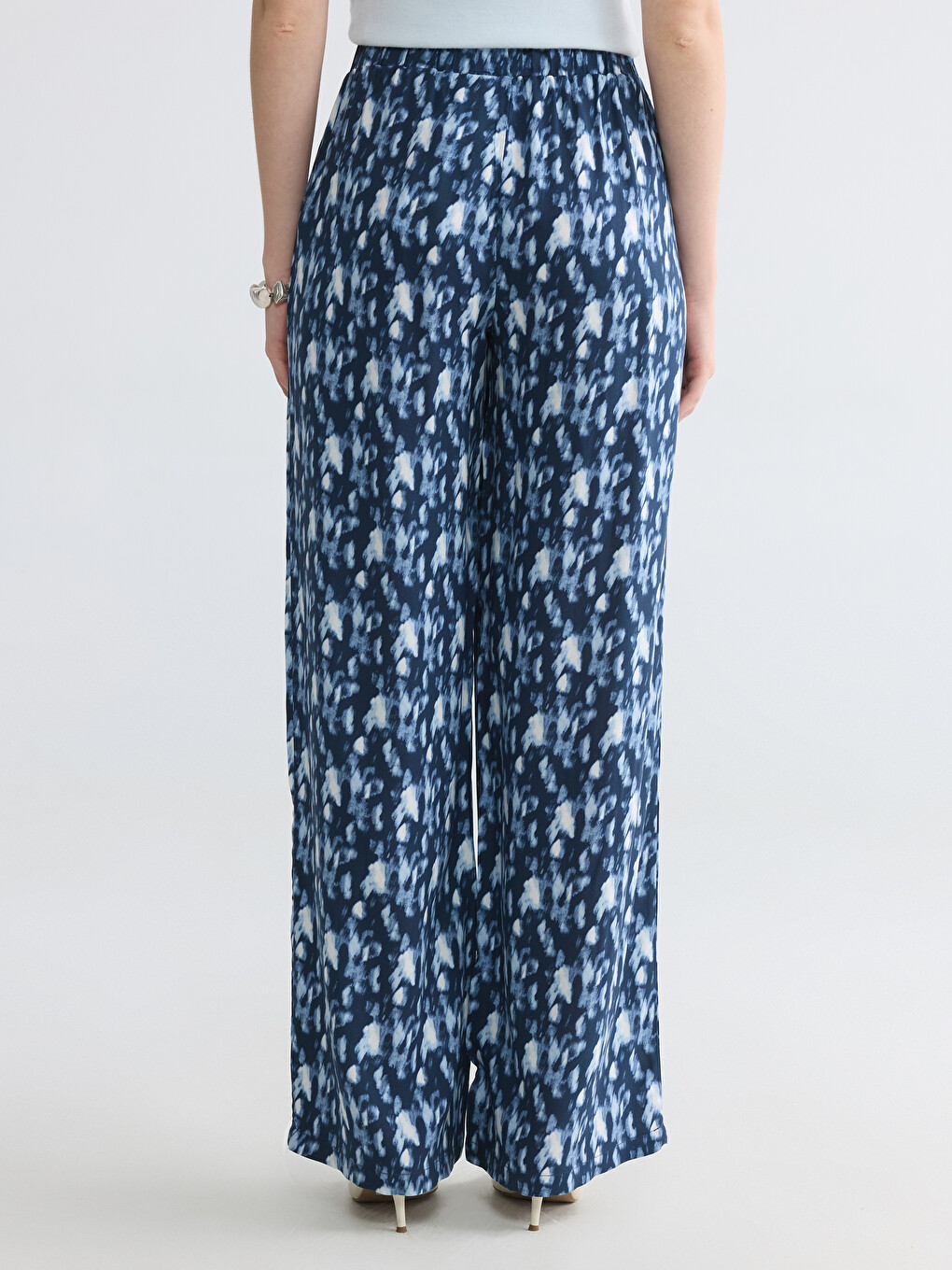 Elastic Waist Patterned Women's Trousers-3
