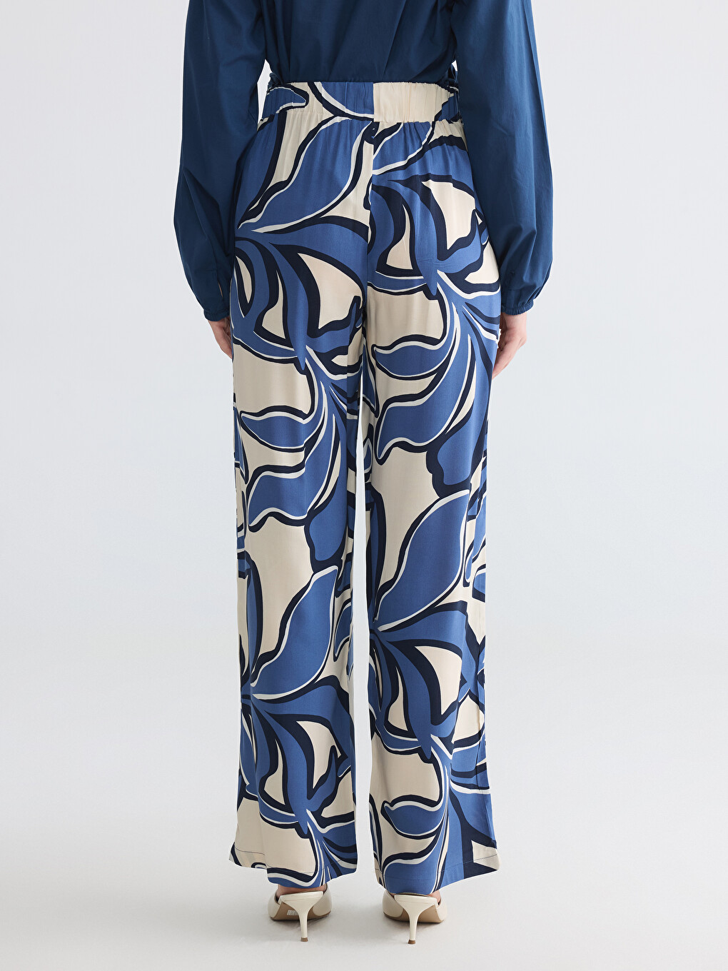 Elastic Waist Patterned Women's Trousers-3
