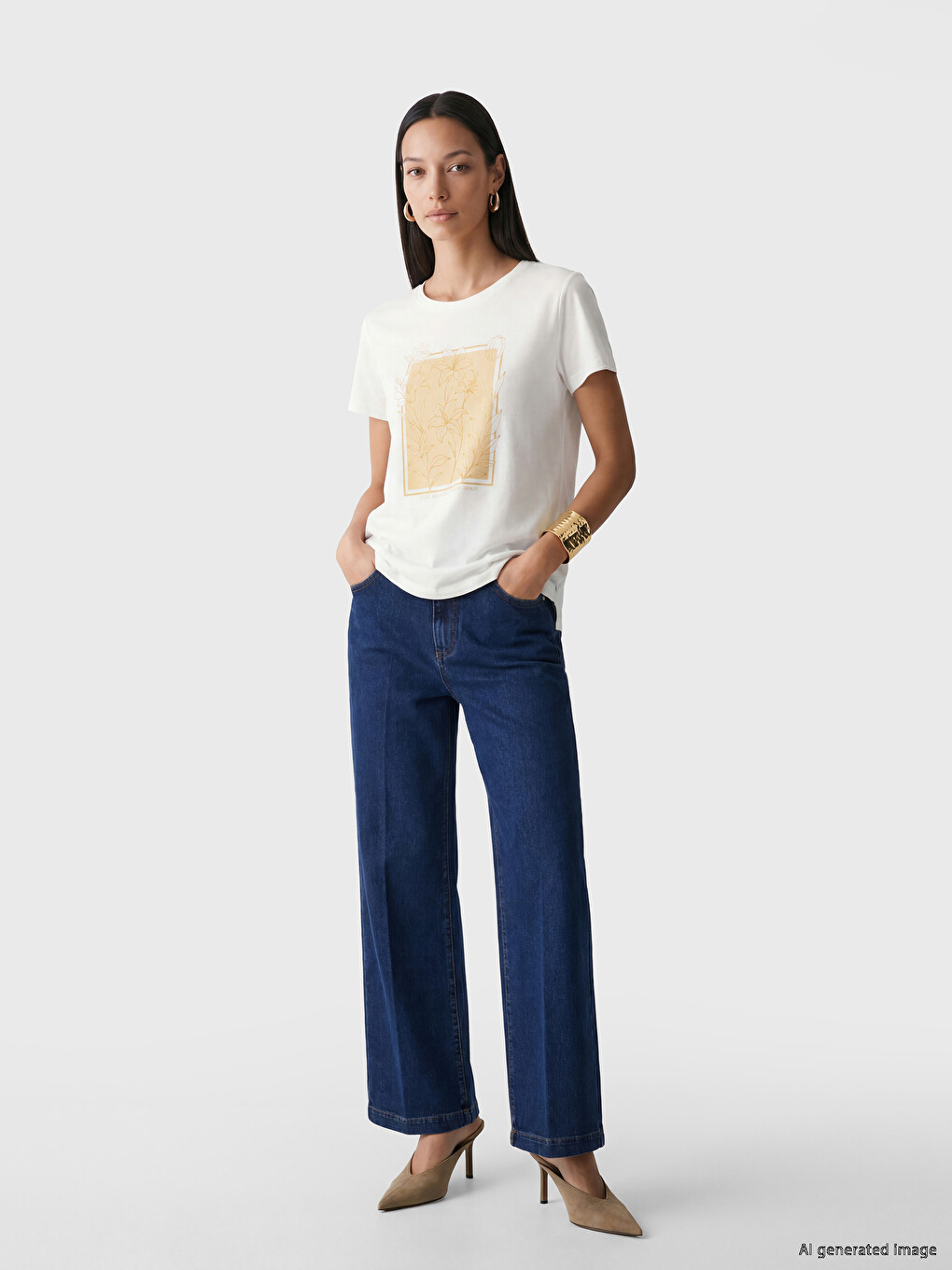 Crew Neck Printed Women's T-Shirt-1