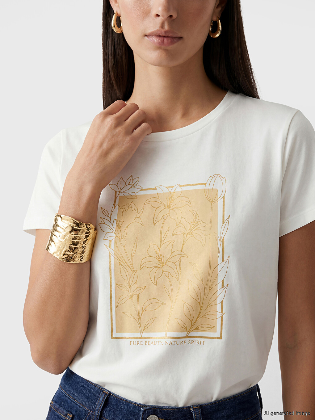 Crew Neck Printed Women's T-Shirt-2