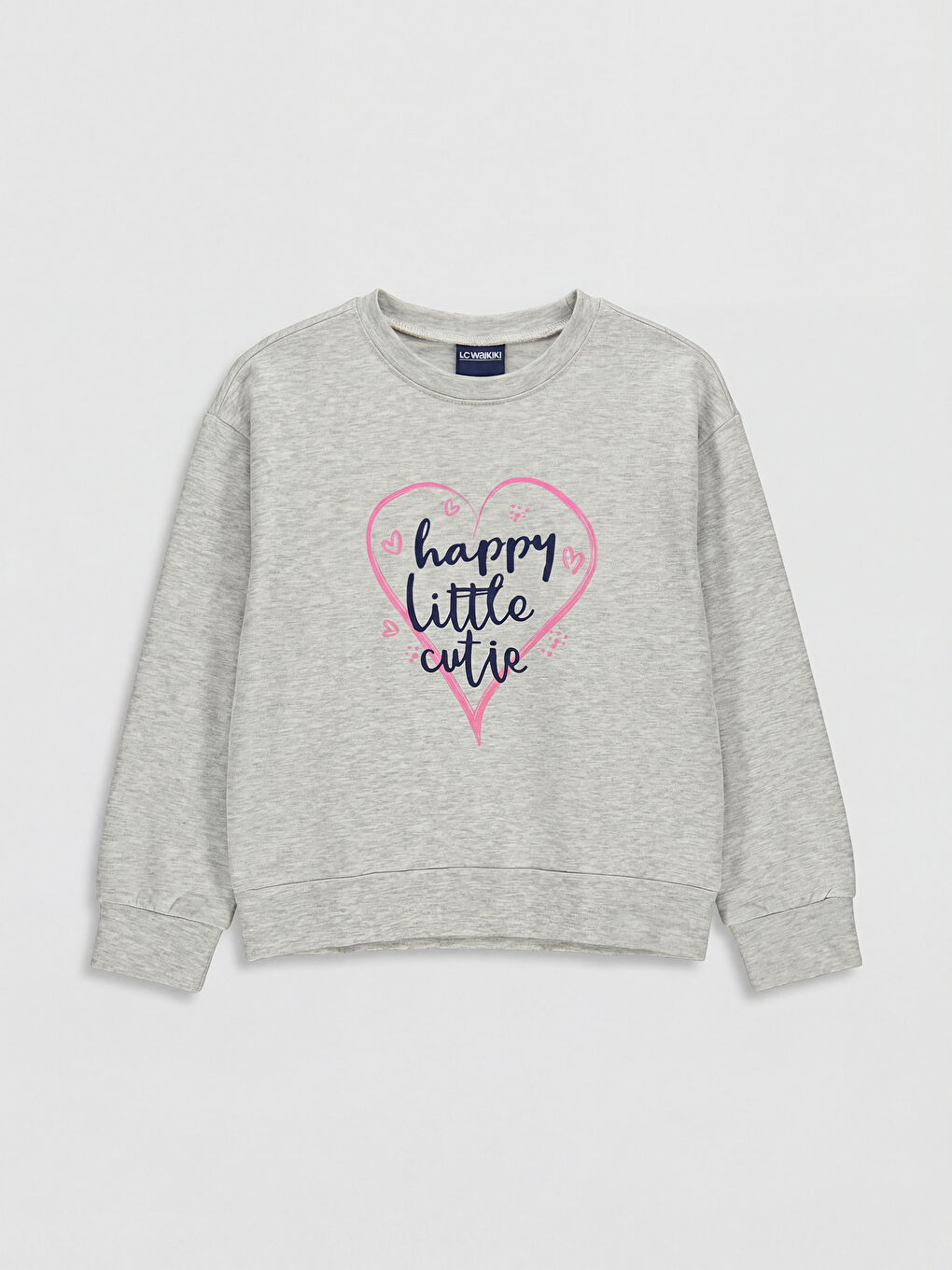 Crew Neck Printed Girls' Thick Sweatshirt