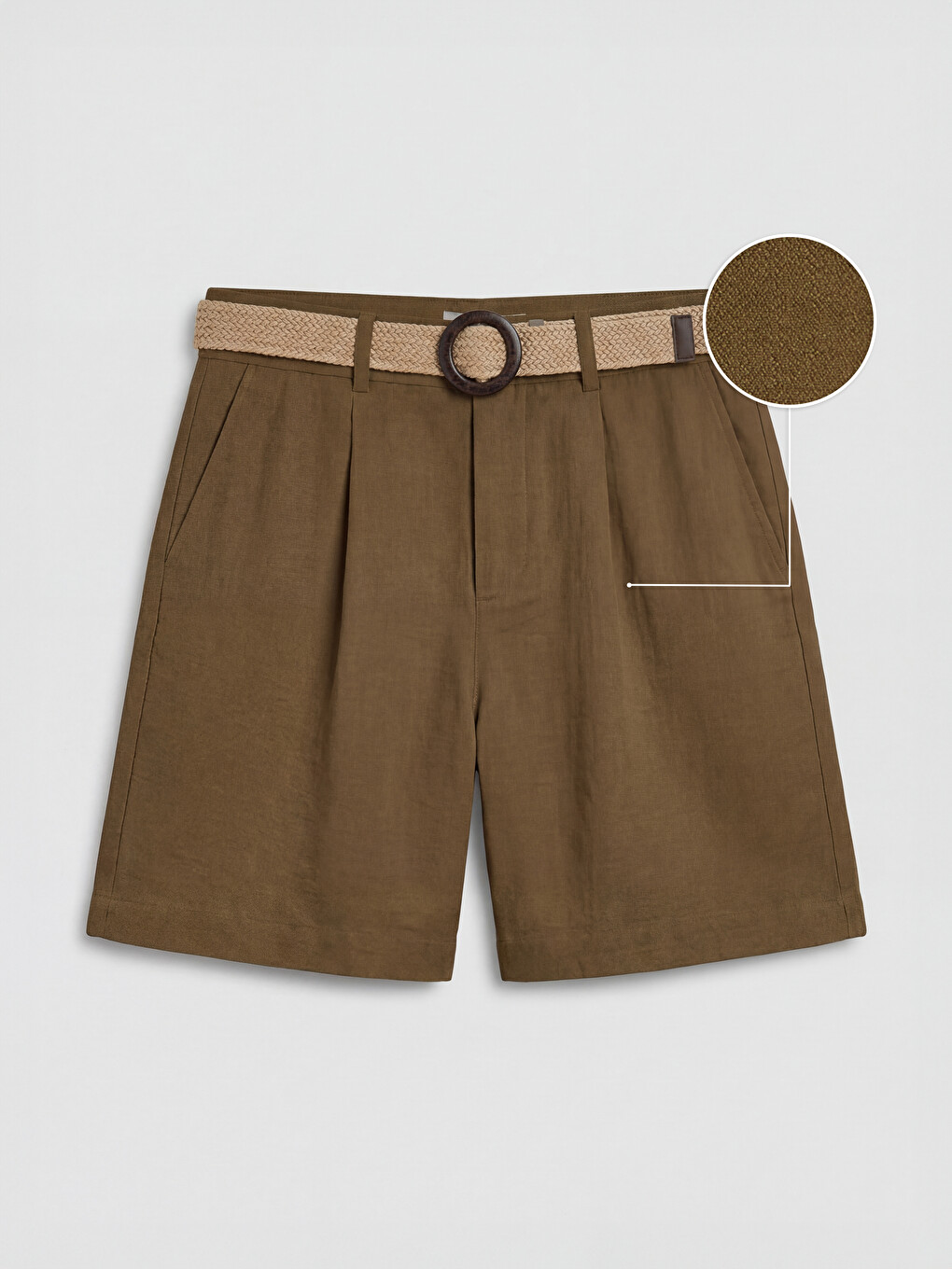 Waist Belted Pleated Women's Shorts-4