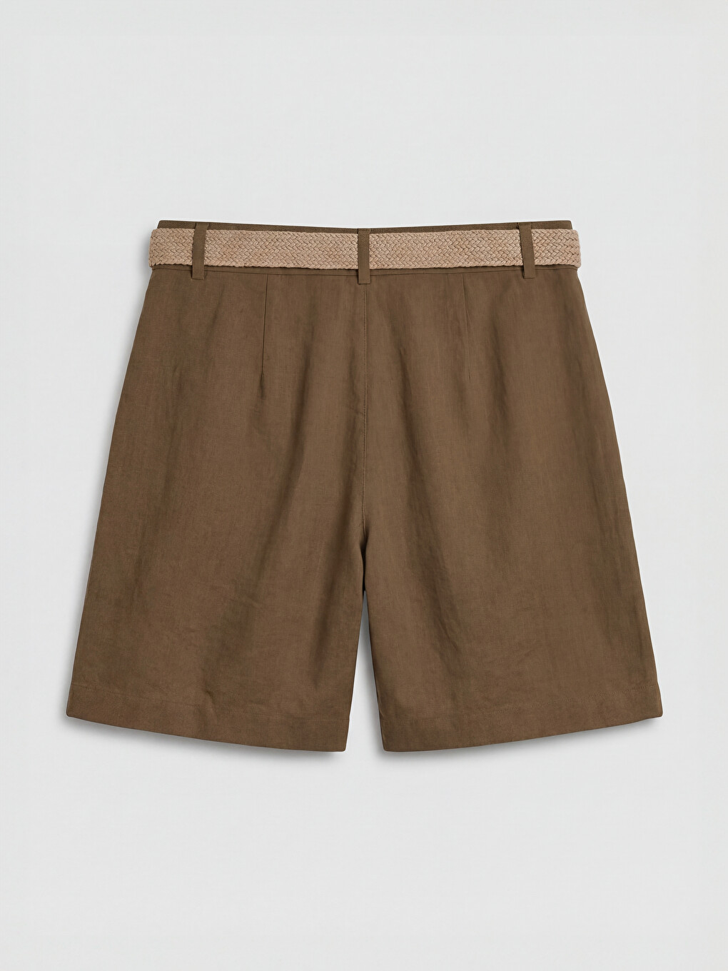 Waist Belted Pleated Women's Shorts-5