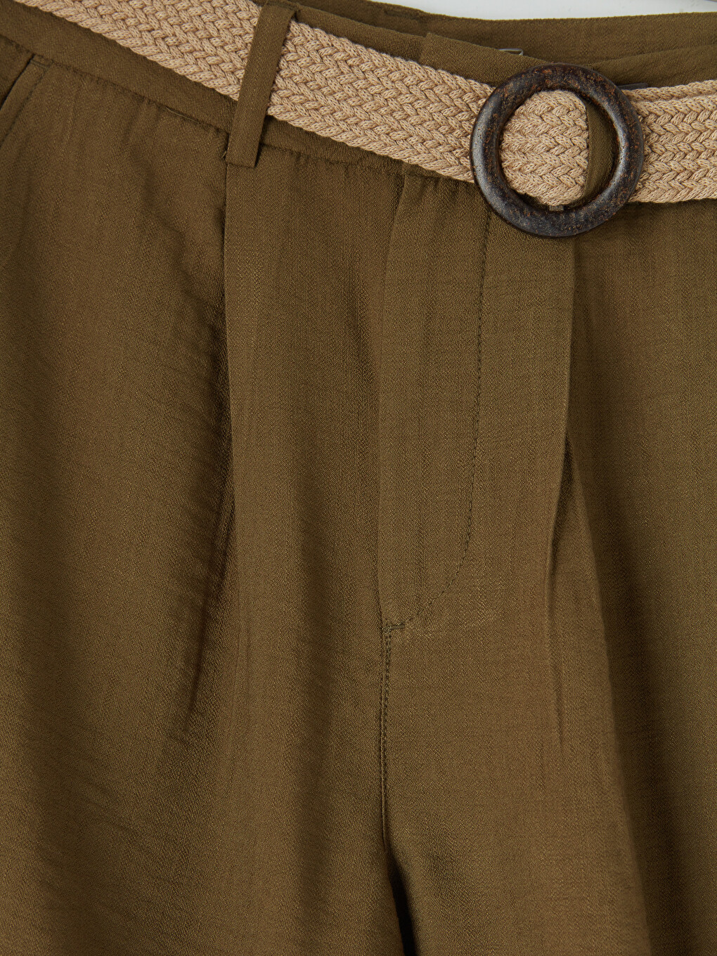 Waist Belted Pleated Women's Shorts-6