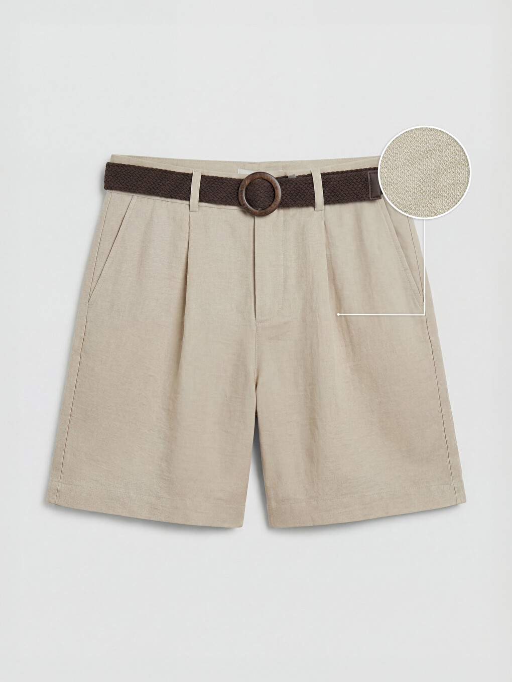 Waist Belted Pleated Women's Shorts-4