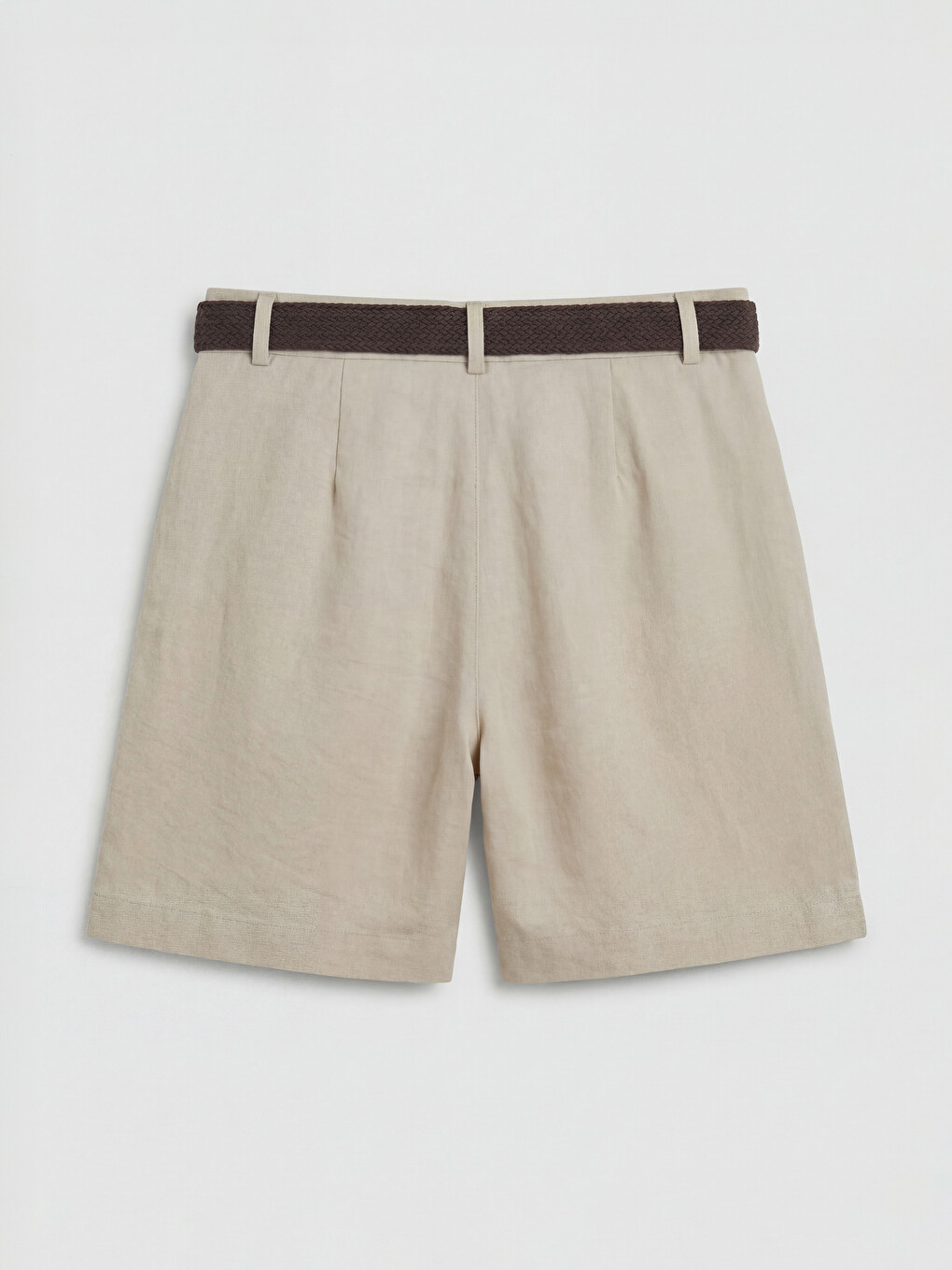 Waist Belted Pleated Women's Shorts-5
